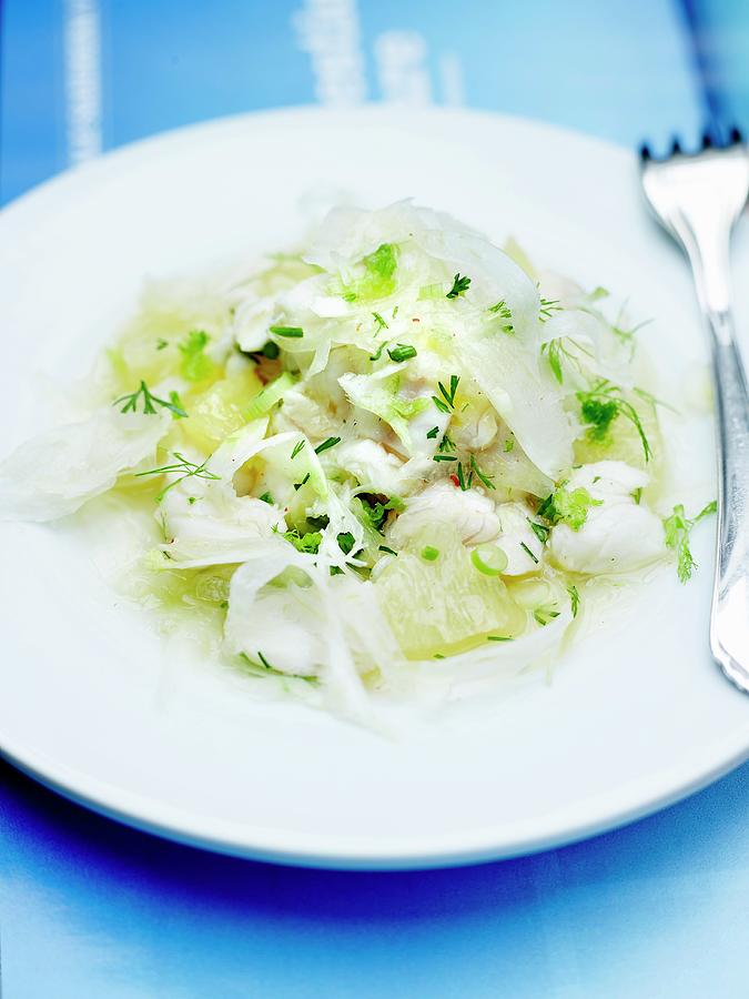 Hake With Lemon Pulp And Fresh Herbs Photograph by Amiel