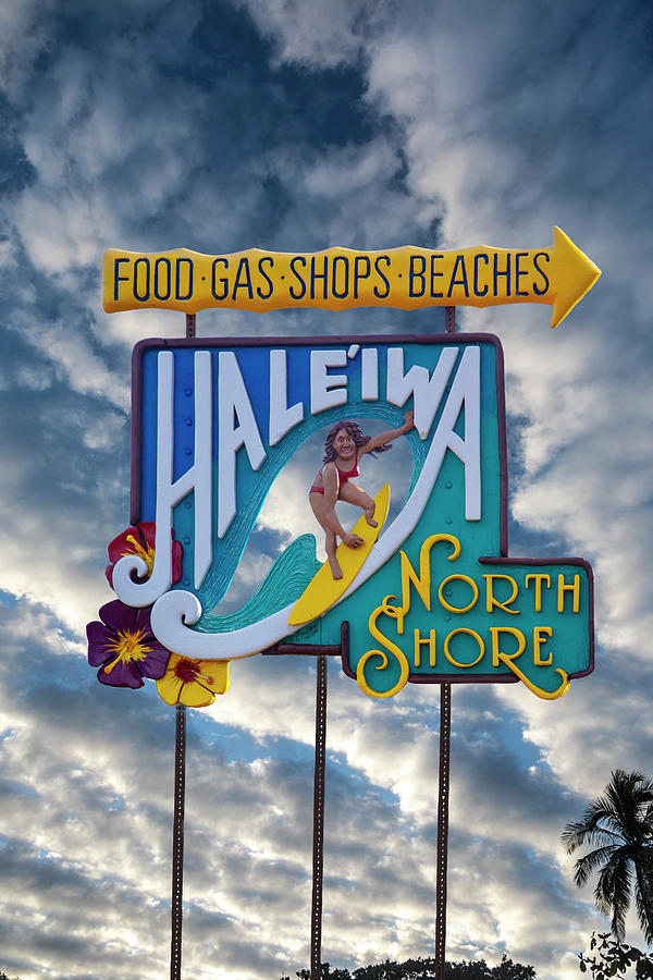 Sign Photograph - Haleiwa Surfer Sign 2 by Sean Davey