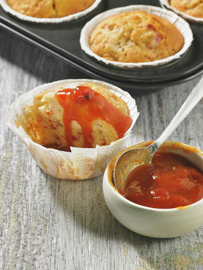 Half A Rose Hip Muffin With A Splodge Of Rose Hip Preserve Photograph by Foto4food