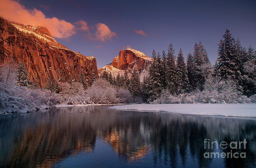 Half Dome Merced River Winter Yosemite National Park California Photograph by Dave Welling