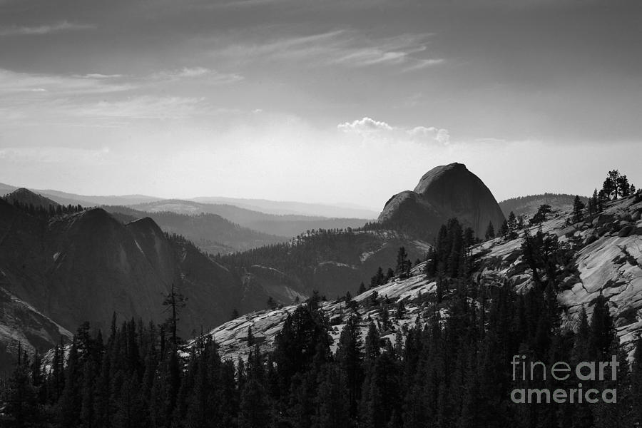 Half Dome Panorama BW Yosemite  Photograph by Chuck Kuhn