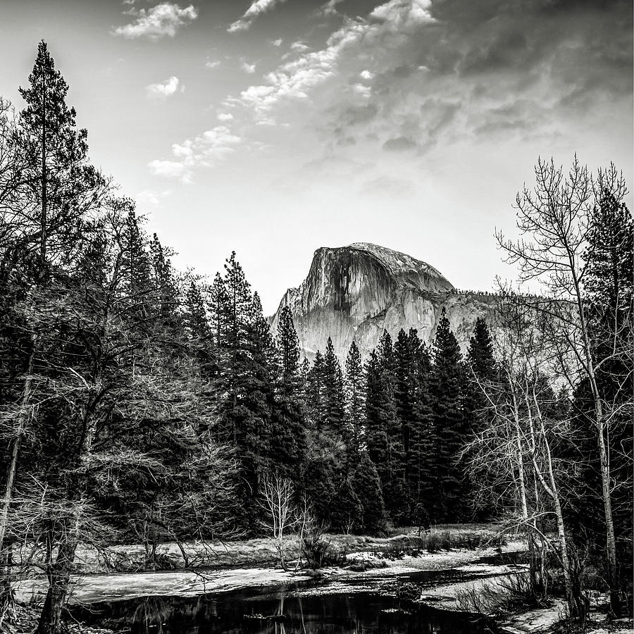 Yosemite National Park Photograph - Half Dome Yosemite Mountain Landscape in Black and White by Gregory Ballos