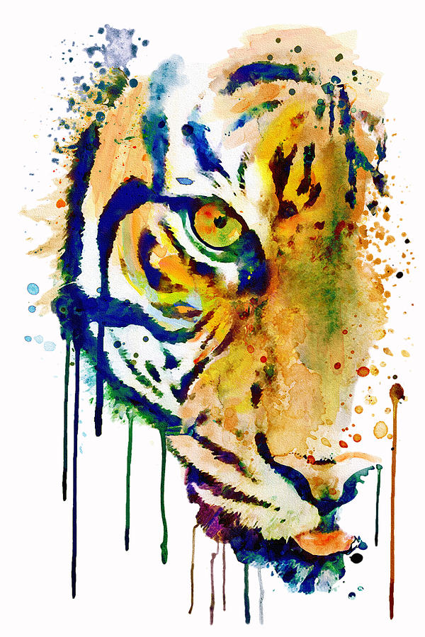 Half Faced Tiger Painting by Marian Voicu