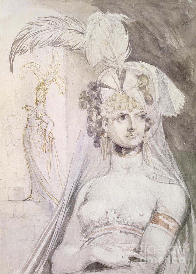 Half Figure Of A Courtesan With Feathers, A Bow And A Veil In Her Hair, 1800-10 Photograph by Henry Fuseli