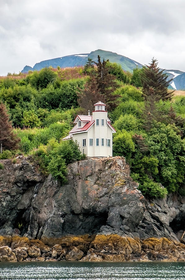Tree Photograph - Halibut Cove Lighthouse by Phyllis Taylor