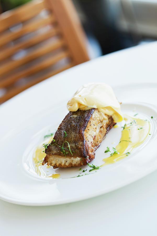 Halibut Fillet With Hollandaise Sauce At The Seafood Restaurant In Padstow cornwall, England Photograph by Jalag / Sren Gammelmark