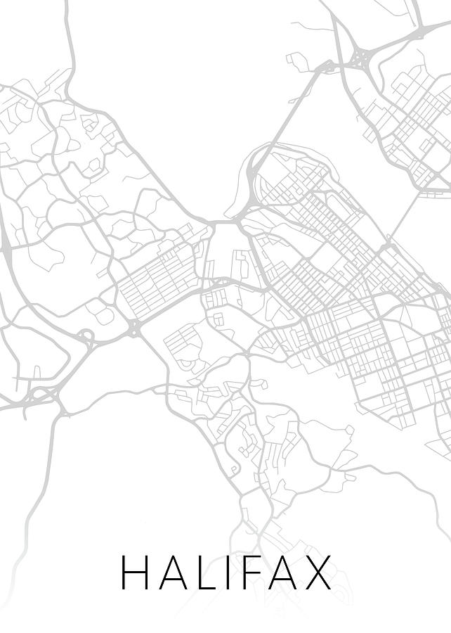 Black And White Mixed Media - Halifax Nova Scotia Canada City Street Map Minimalist Black and White Series by Design Turnpike