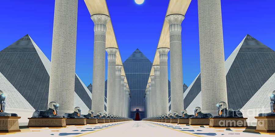 Architecture Digital Art - Hall of the Sphinx by Corey Ford