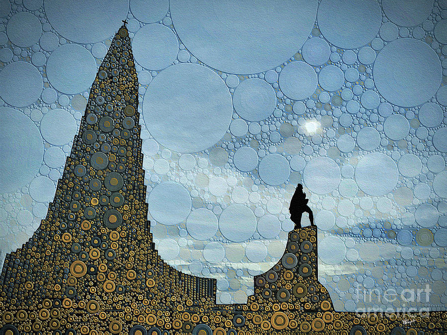 Hallgrimskirkja in Abstract Digital Art by Diana Rajala