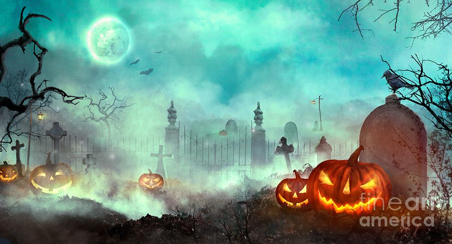 Halloween Background. Scary Pumpkins Photograph by Mythja Photography -  Fine Art America