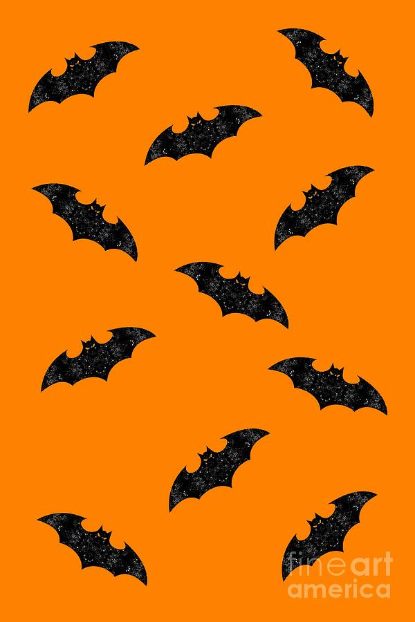 Halloween Bats In Flight Mixed Media by Rachel Hannah