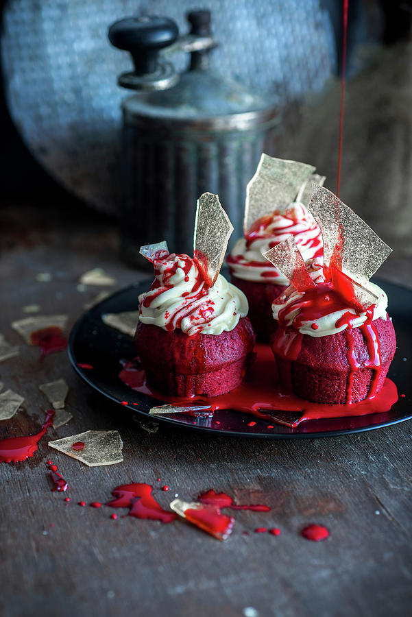 Halloween Cupcakes red Velvet Photograph by Irina Meliukh