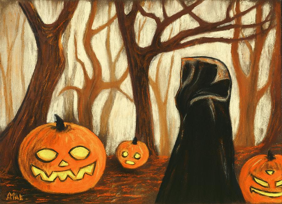 Halloween Forest Painting by Anastasiya Malakhova