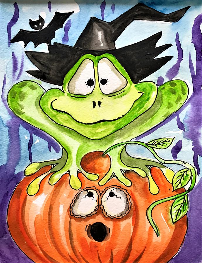 Halloween Frog Painting by Roseann Amaranto