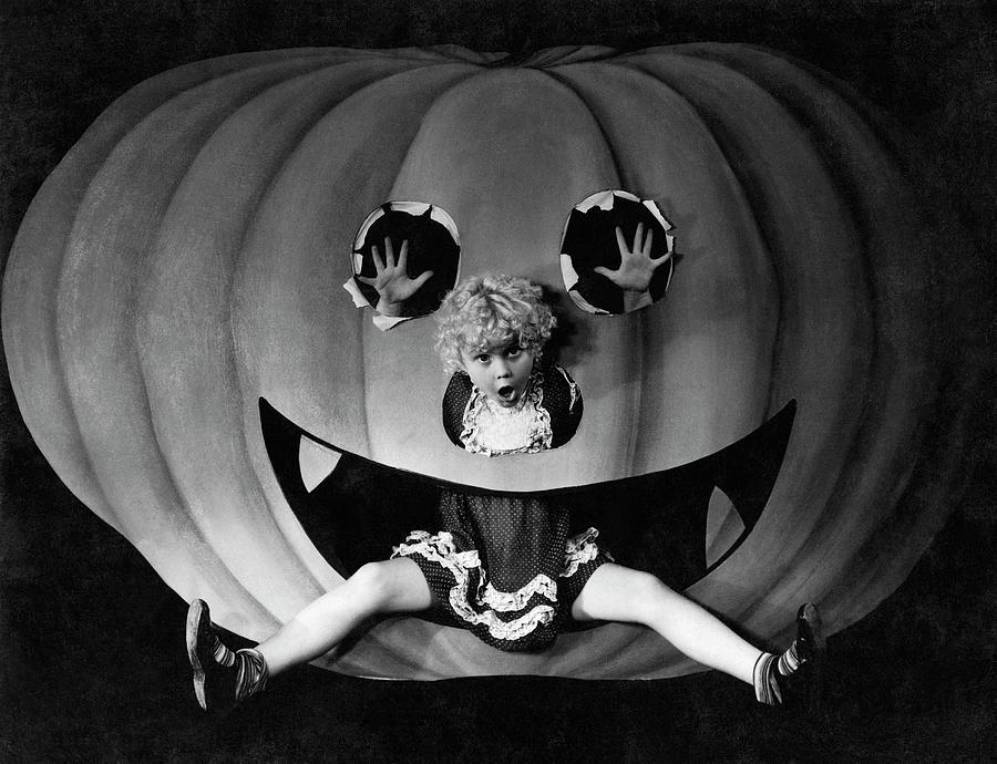 Halloween Photograph - Halloween Girl And Her Pumpkin by American School