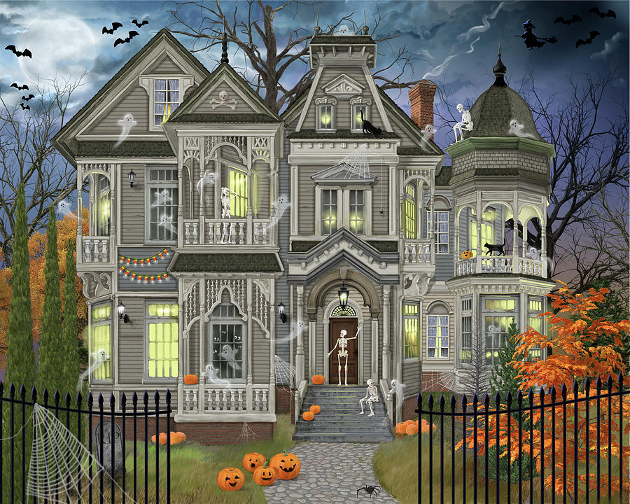 Holiday Painting - Halloween House by Bigelow Illustrations