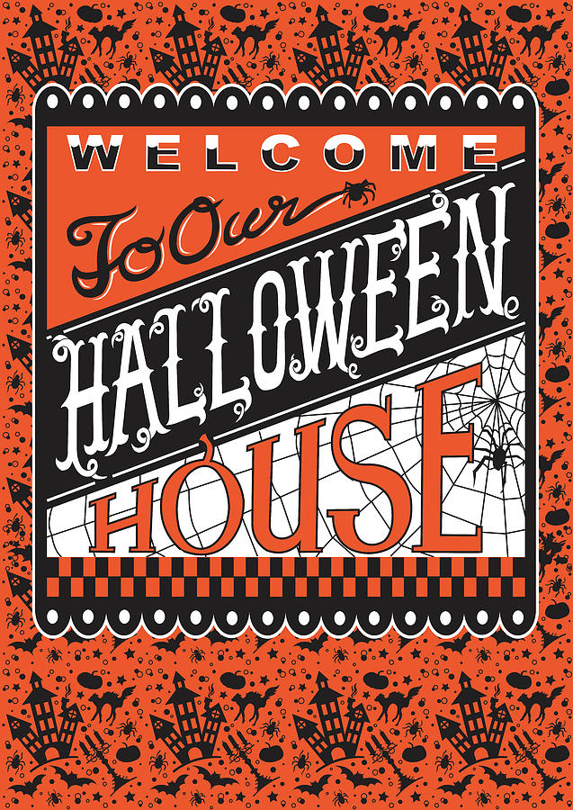 Halloween Digital Art - Halloween House Flag by Julie Goonan