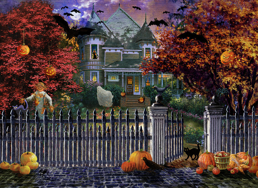 Holiday Painting - Halloween House by Nicky Boehme