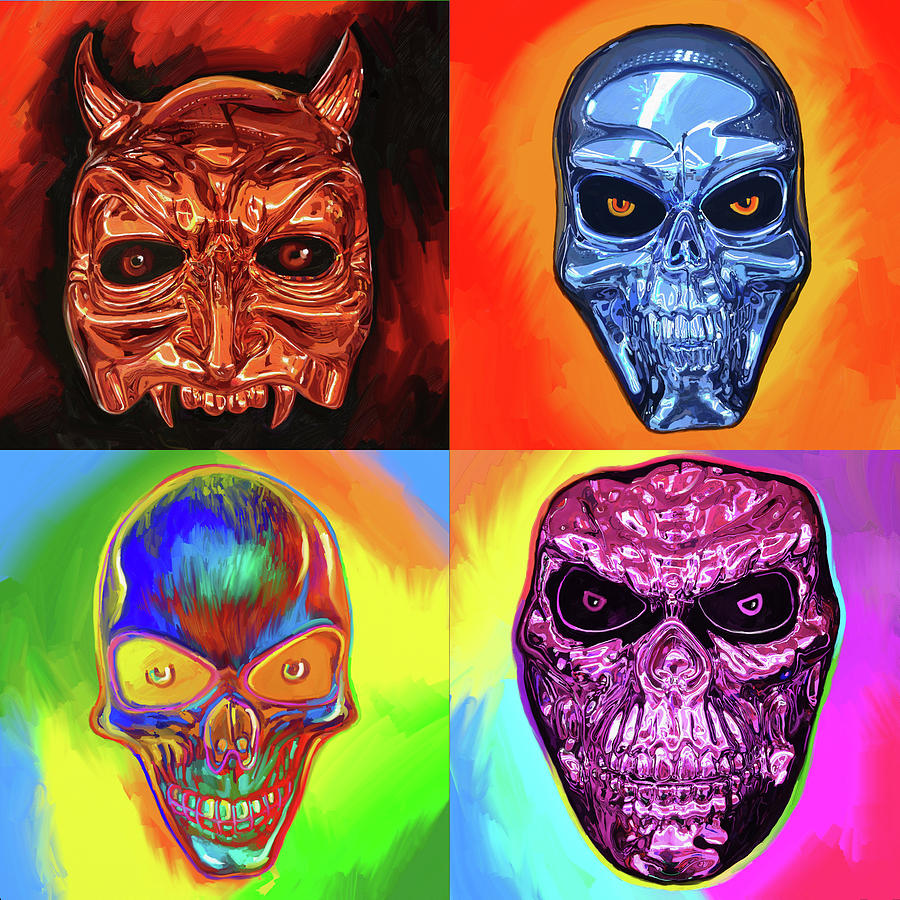 Halloween Digital Art - Halloween Masks by Howie Green