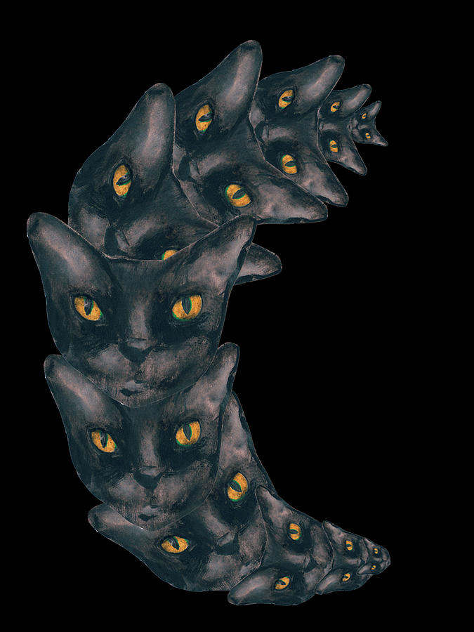 Halloween Mixed Media - Halloween Moon Cat by Wolf Heart Illustrations