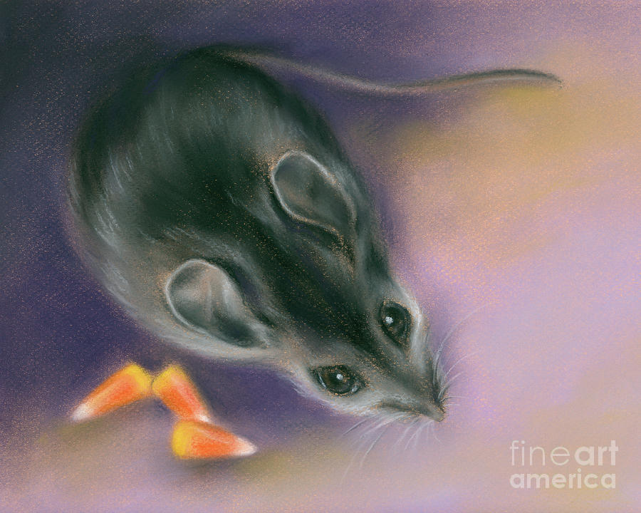 Halloween Mouse with Candy Corn Painting by MM Anderson