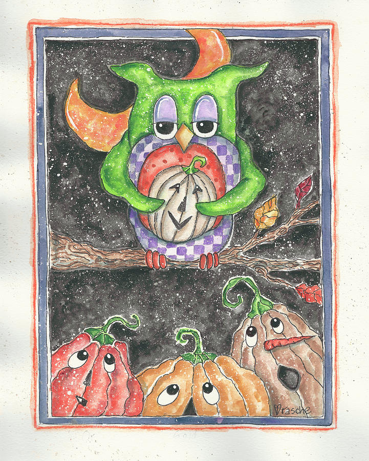 Pumpkin Painting - Halloween Owl by Shelly Rasche