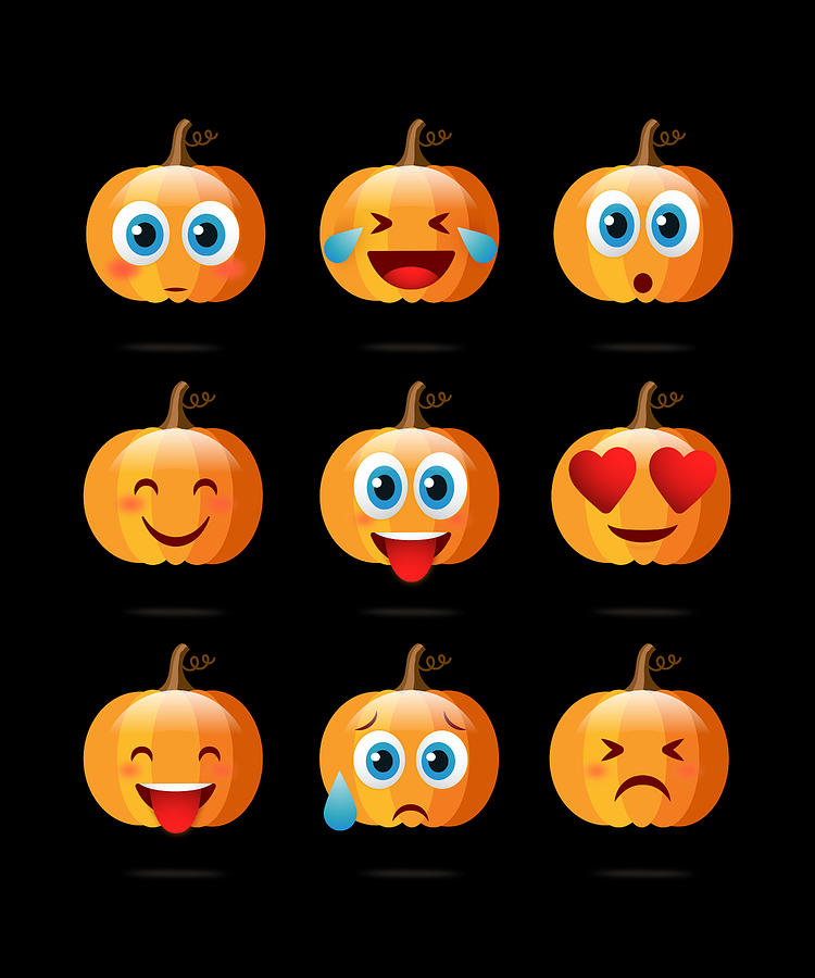 Halloween Pumpkin Emoticons Funny Drawing by Jk - Fine Art America