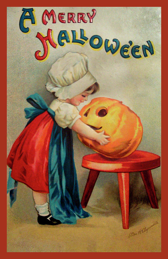 Halloween Stool Pumpkin.tif By Vintage Apple Collection - Fine Art America