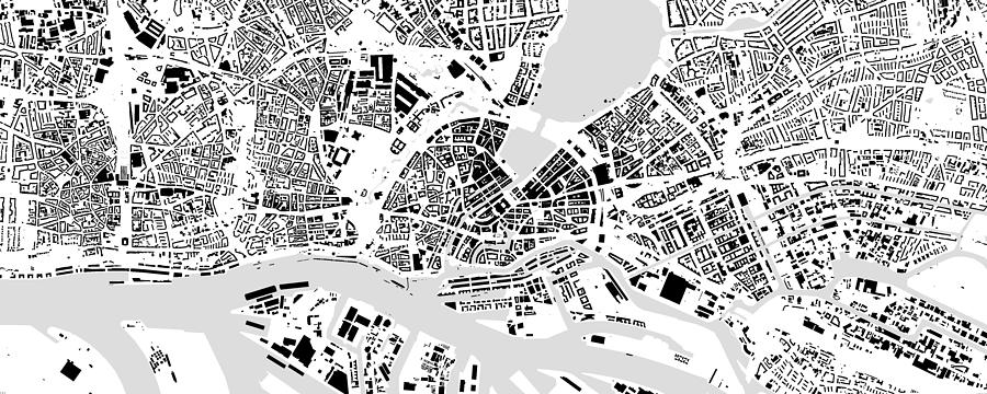 Hamburg building map Digital Art by Christian Pauschert