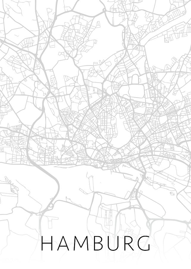 Hamburg Germany City Street Map Minimalist Black and White Series Mixed ...