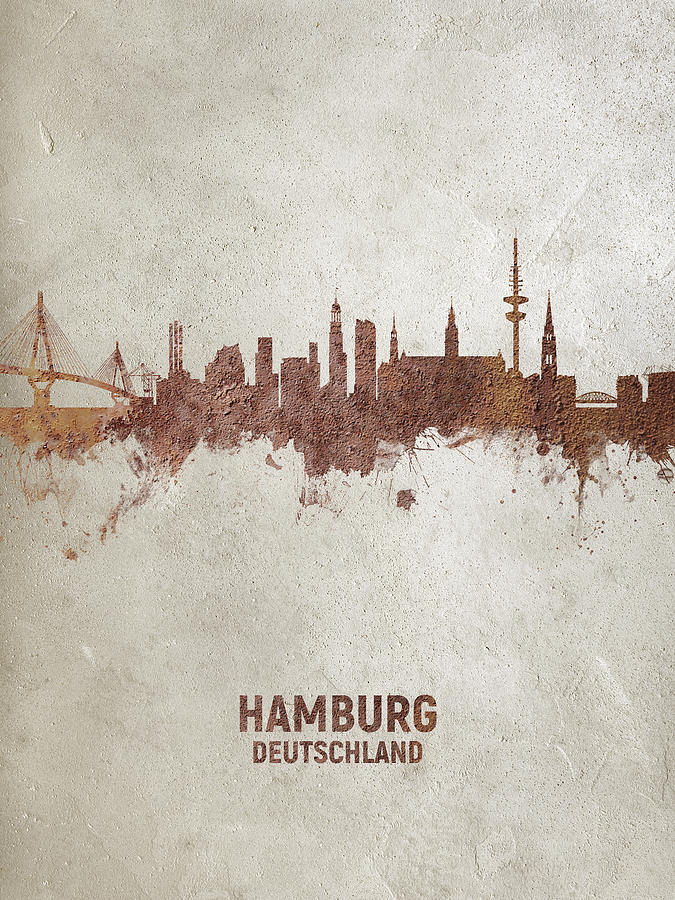 Hamburg Germany Rust Skyline Digital Art by Michael Tompsett