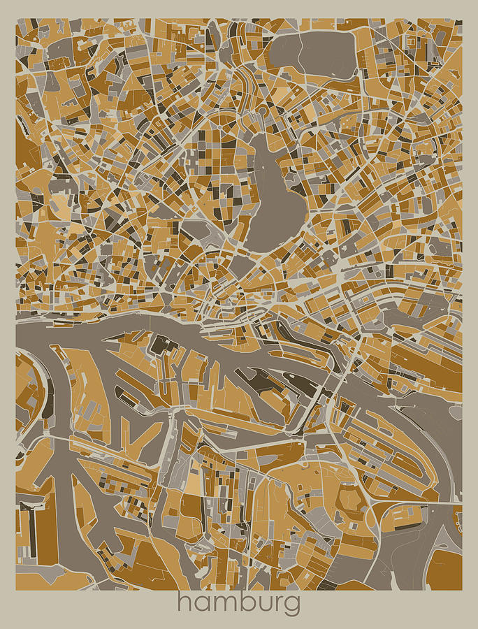 Hamburg Map Retro 4 Digital Art