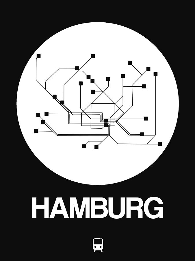 Map Digital Art - Hamburg White Subway Map by Naxart Studio