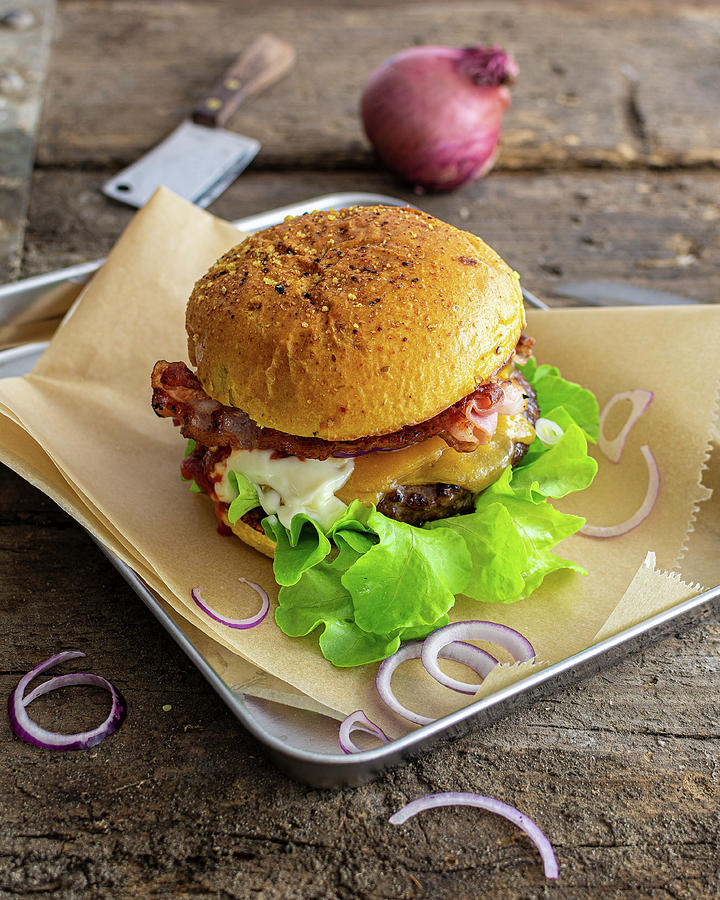 Hamburger With Bacon Photograph by Felix Kochbook | Fine Art America
