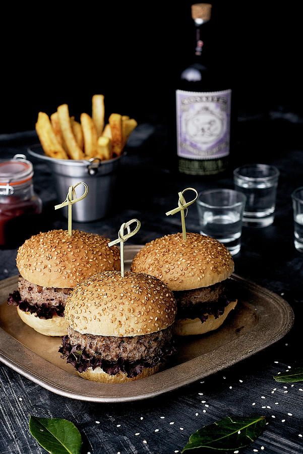 Hamburguer With Fries And Liquor Photograph by Andr3sf