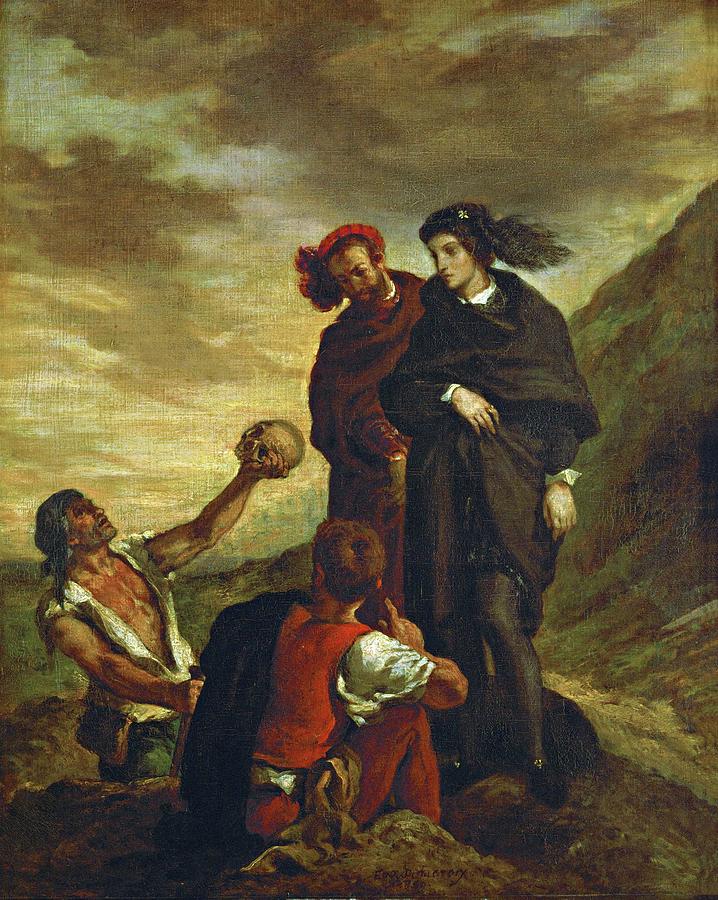 Hamlet and Horatio in the Graveyard, 1839, Oil on canvas, 81 x 65 cm. Painting by Eugene Delacroix -1798-1863-