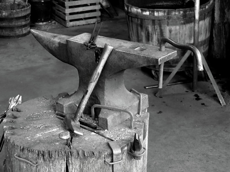 Hammer and Anvil in Black and White Photograph by Allen Penton - Pixels