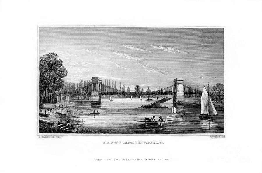 Hammersmith Bridge, Hammersmith Drawing by Print Collector