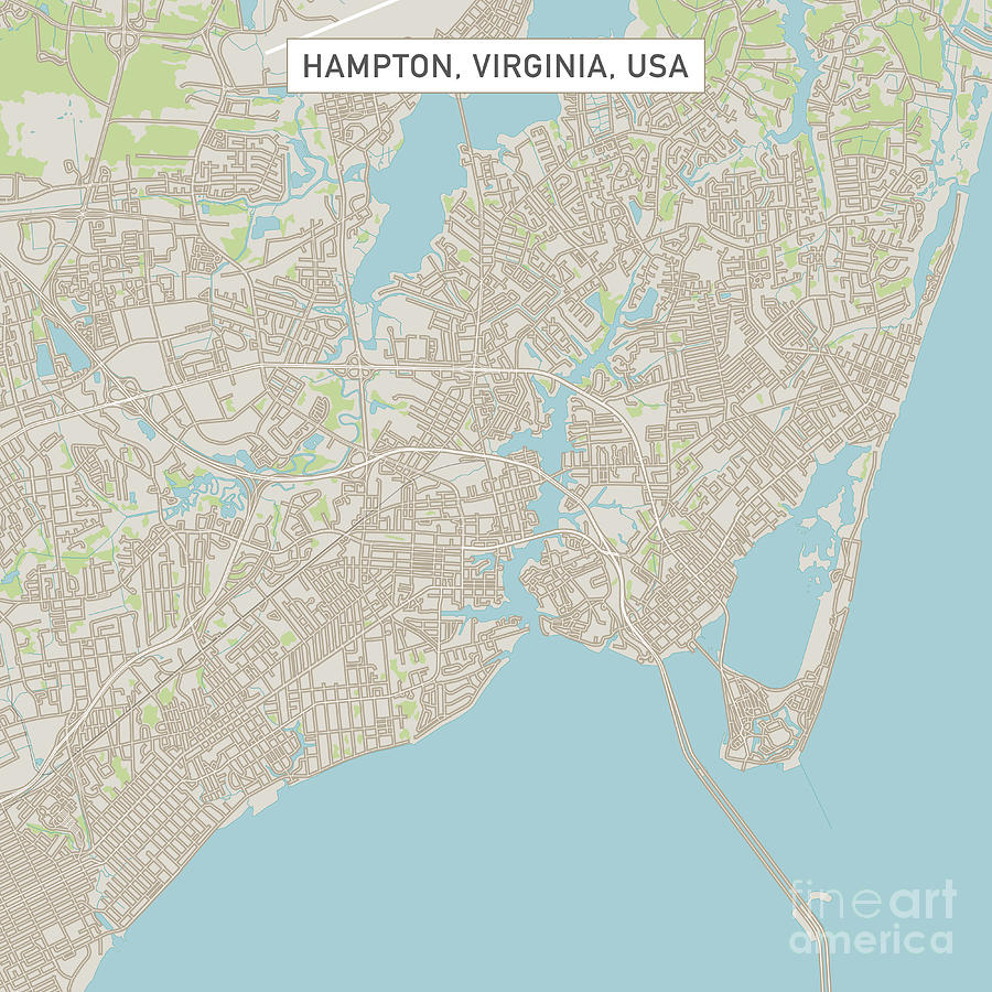 Hampton Virginia Us City Street Map Frank Ramspott 