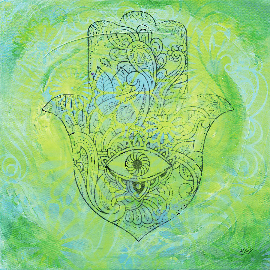 Abstract Painting - Hamsa Eye by Kellie Day