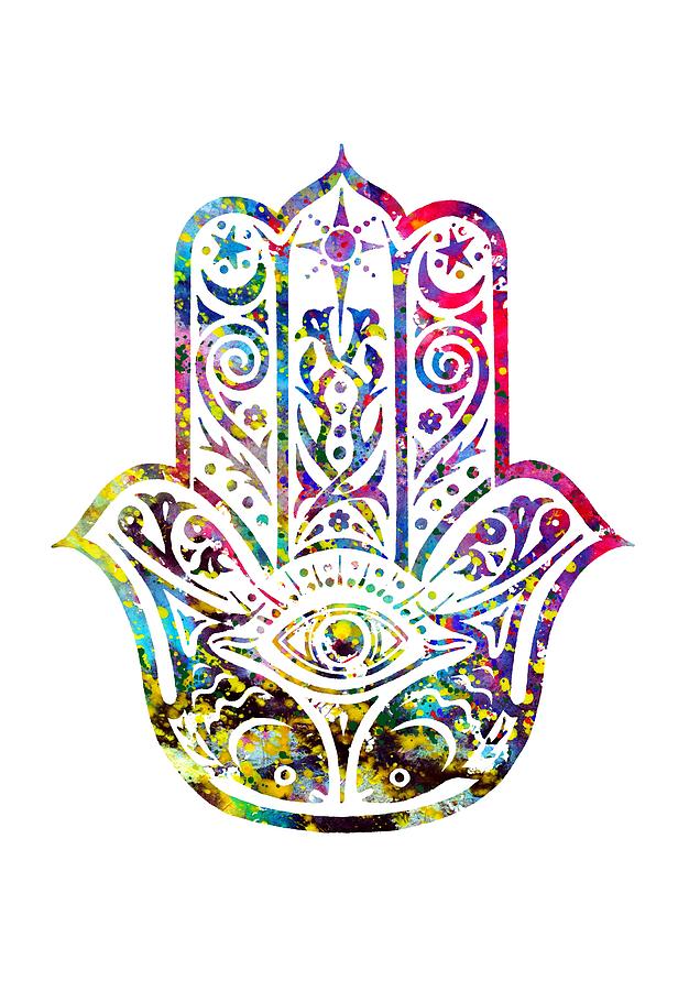 Amulet Digital Art - Hamsa Hand-colorful by Erzebet S