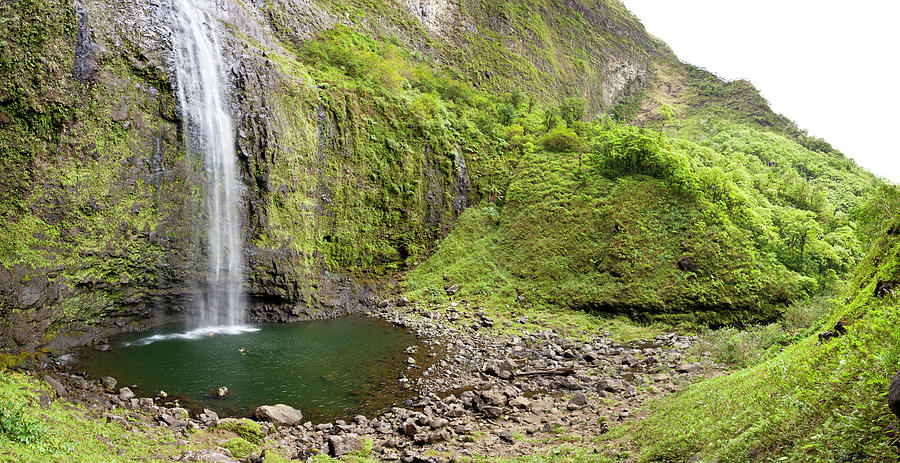 Hanakapiai Falls Panorama, Kauai Photograph by Michaelutech