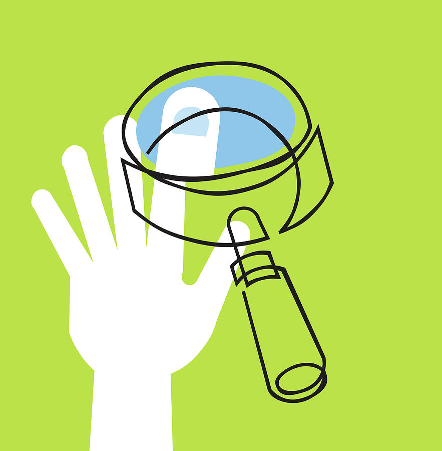 Clue Game Drawing - Hand and Magnifying Glass by CSA Images