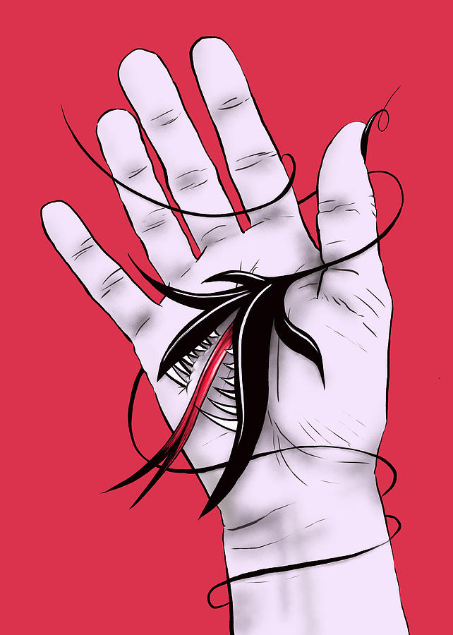 Hand Biting Flower Monster Digital Art by Boriana Giormova