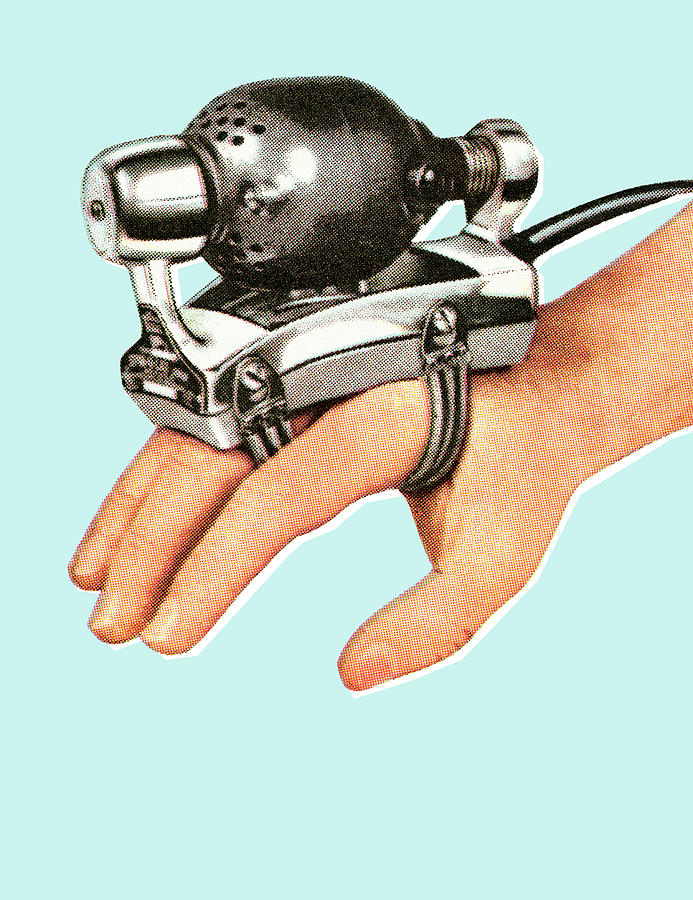 Vintage Drawing - Hand contraption by CSA Images