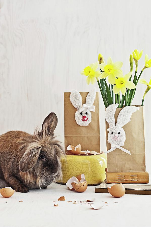 Hand-crafted Easter Gift Bags With Fabric Bunny Motifs Photograph by Patsy&christian