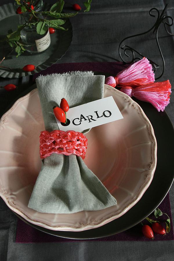 Hand-crafted Napkin Ring With Name Tag Photograph by Regina Hippel
