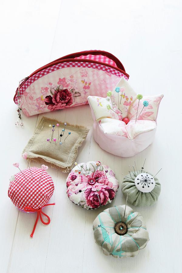 Hand-crafted Pin Cushions And Sewing Case Photograph by Regina Hippel