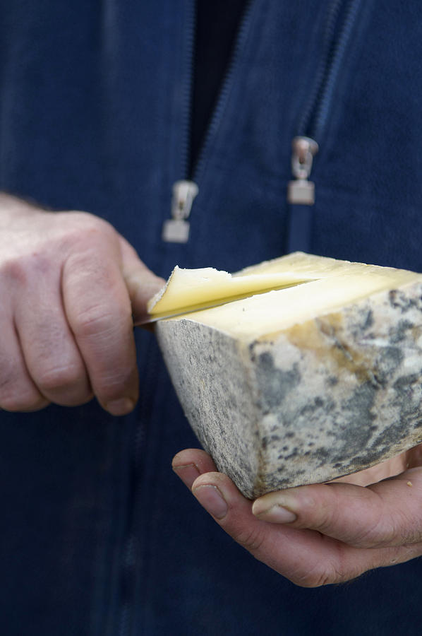 Hand Cutting Slice Of Cheese Digital Art by Laurent Grandadam