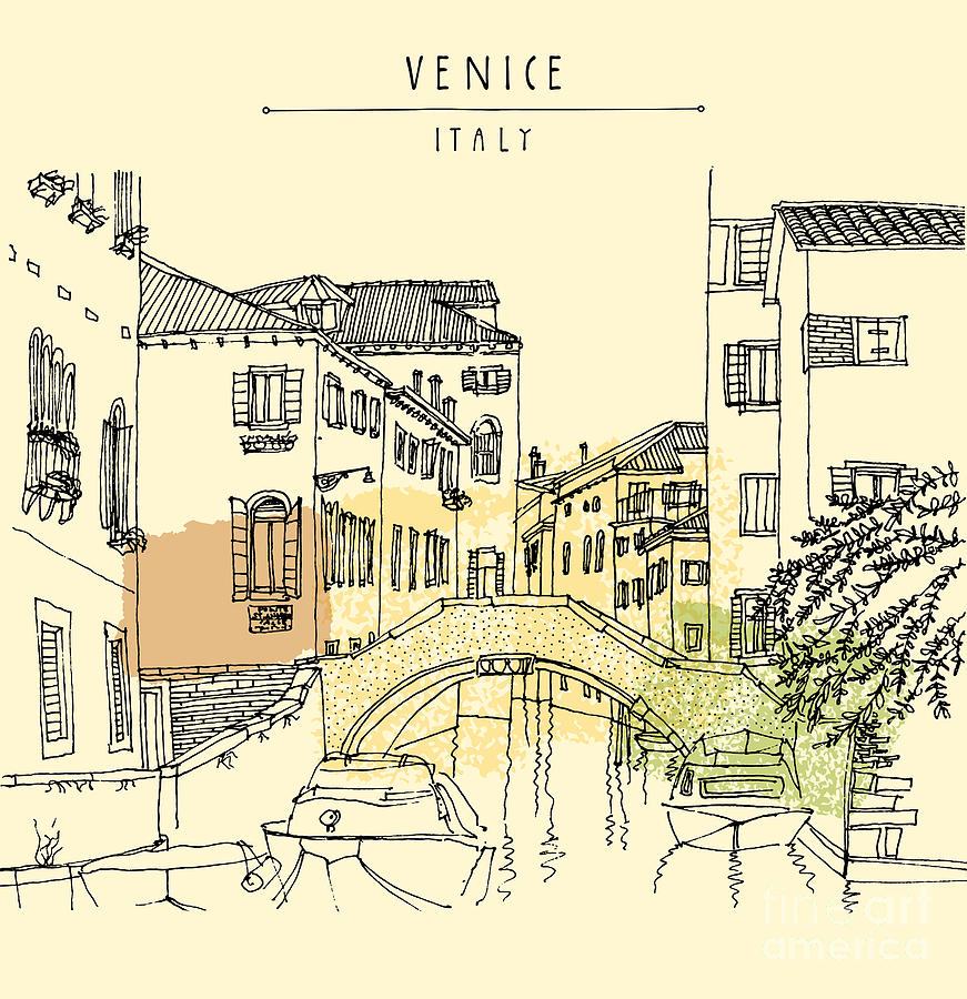 Hand Drawing Of Venice Italy Digital Art by Babayuka Pixels